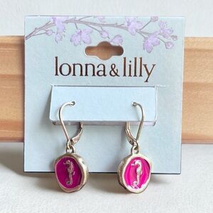 Lonna & Lilly Pink & Gold Seahorse Drop Earrings